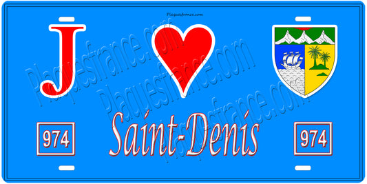 Plaque métal décorative, J' ❤️Saint Denis, Réunion (974)