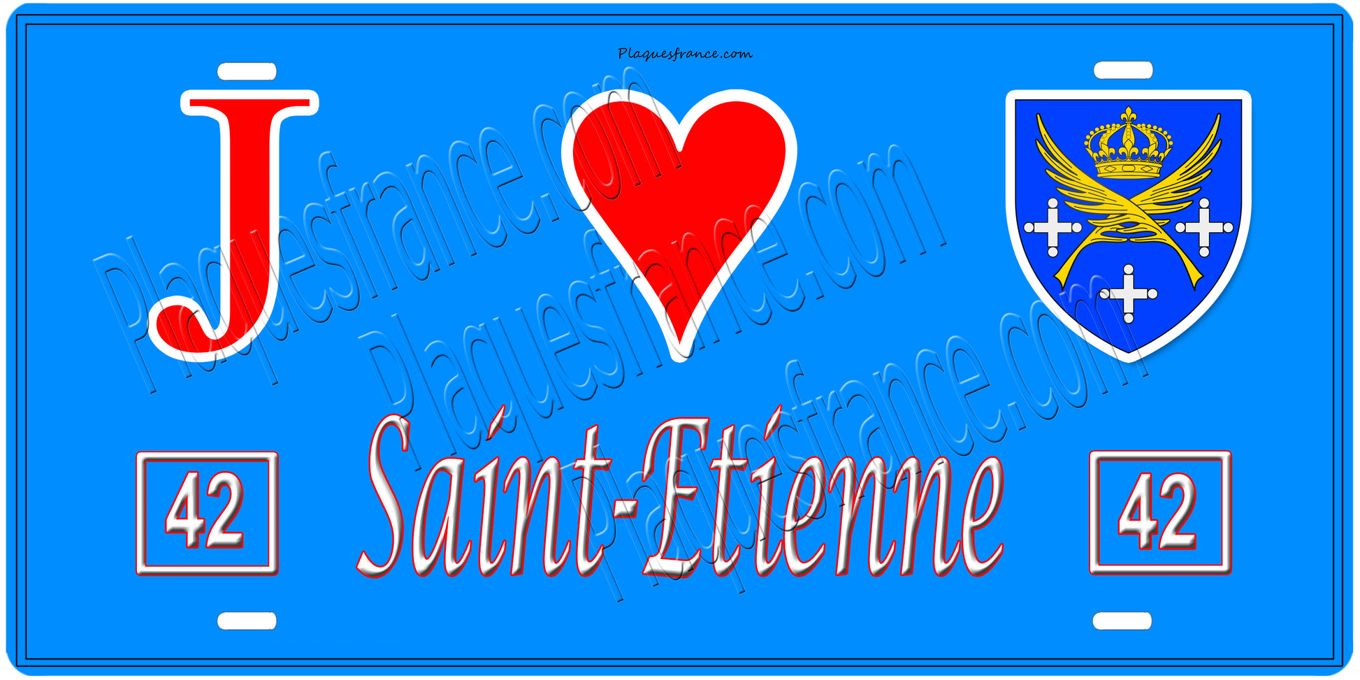 Plaque métal décorative, J' ❤️Saint Etinne, Loire (42)