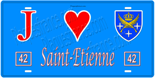 Plaque métal décorative, J' ❤️Saint Etinne, Loire (42)