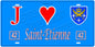 Plaque métal décorative, J' ❤️Saint Etinne, Loire (42)