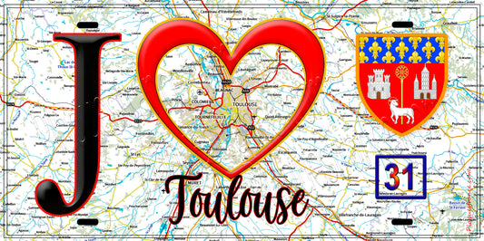 Plaque métal décorative, J' ❤️Toulouse, Haute Garonne (31)