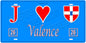 Plaque métal décorative, J' ❤️Valence, Drôme (26)