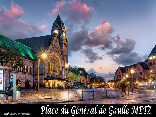 Plaque métal décorative 30 x 40 cm Place du Général de Gaulle Metz, Moselle 57
