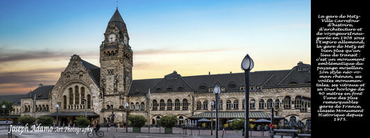 Plaque métal décorative 15 x 40 cm La gare Metz, Moselle 57