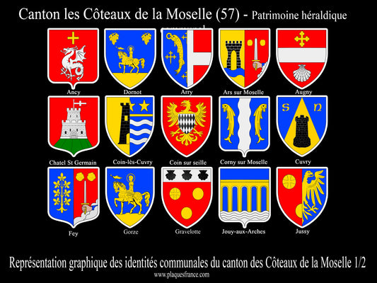 Plaque métal décorative Collector planche 1/2 Canton Les Côteaux de Moselle 57