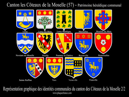 Plaque métal décorative Collector planche 2/2 Canton Les Côteaux de Moselle 57