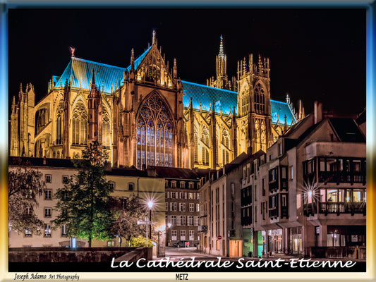 Plaque métal décorative 30 x 40 La Cathédrale Saint Etienne Metz 57