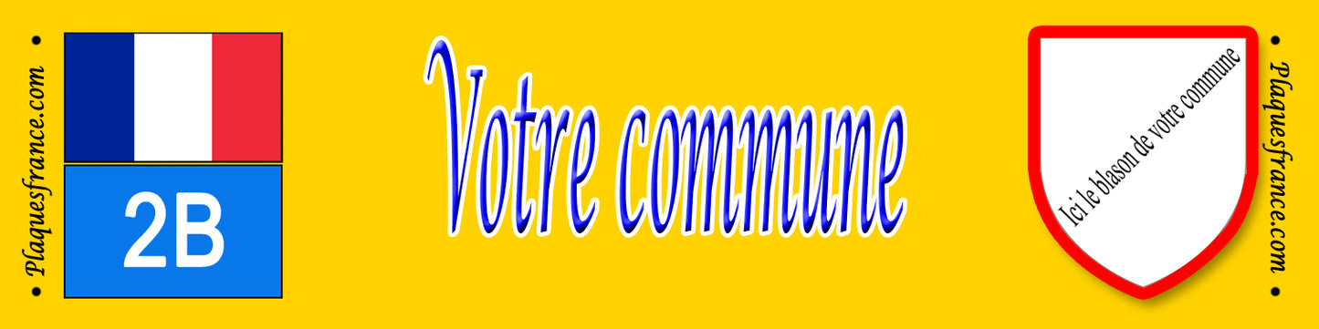 Plaque métal 10 x 40 cm MInimaliste jaune à configurer Haute corse