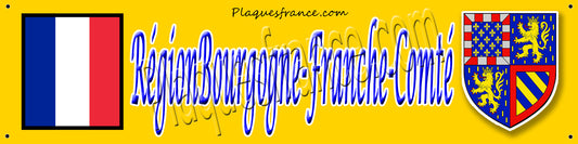 Plaque métal décorative Région Bourgogne Franche Comté Fomat 10 x40 cm - Plaquesfrance.com