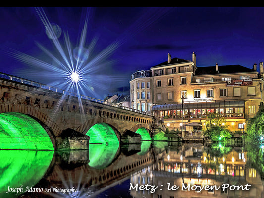 Plaque métal décorative 15 x 40 Le Moyen Pont vue du Quai Vautrin