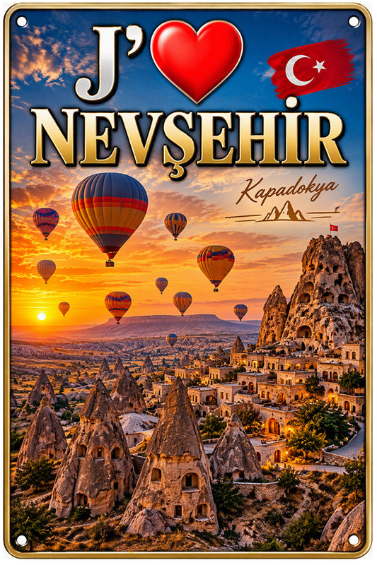 Plaque métal décorative 20 x 30 cm , J' ❤️Nevșehir Turquie