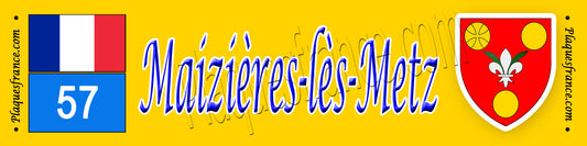 Plaque métal décorative 10x40 cm jaune Maizières-lès-Metz 57