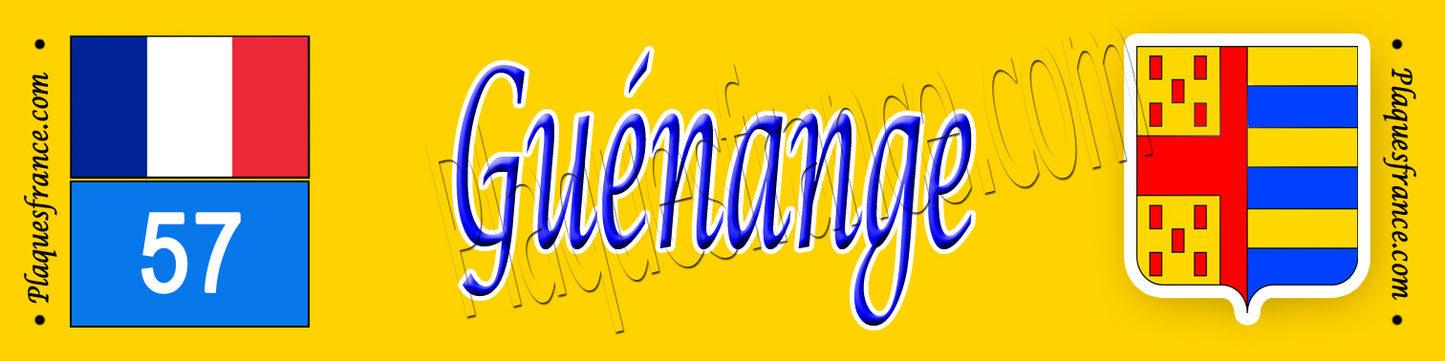Plaque métal décorative 10x40 cm jaune Guénange 57