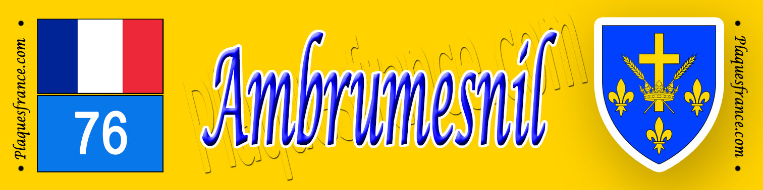 Ambrumesnil (76) – Plaque héraldique 10x40 de collection