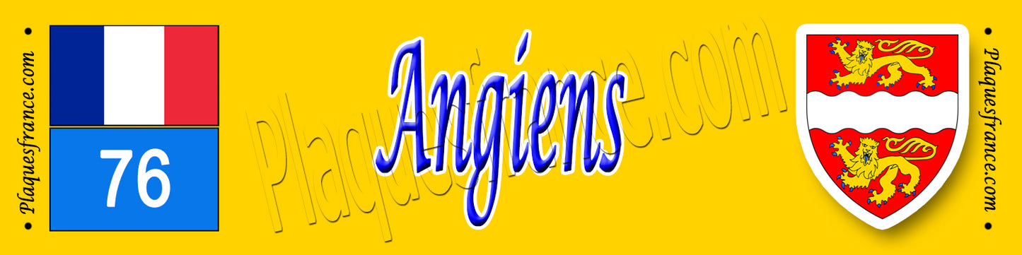 Angiens, Seine Maritime (76) – Plaque héraldique 10x40 de collection