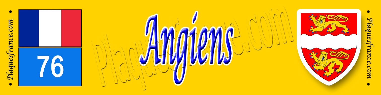 Angiens, Seine Maritime (76) – Plaque héraldique 10x40 de collection