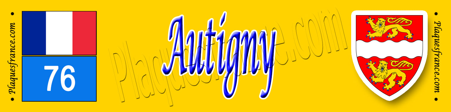Autigny, Seine Maritime (76) – Plaque héraldique 10x40 de collection