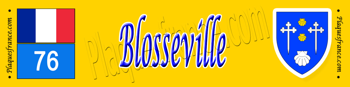 Blosseville, Seine Maritime (76) – Plaque héraldique 10x40 de collection
