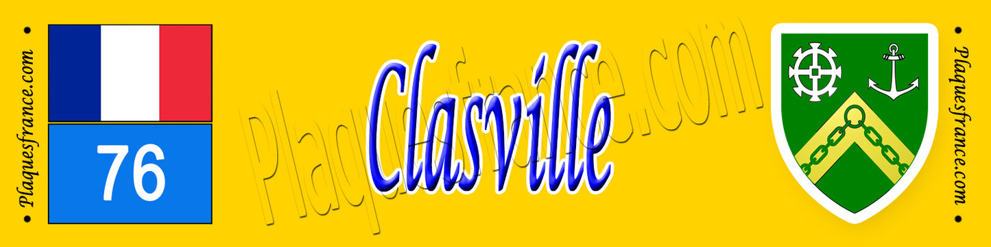 Clasville, Seine Maritime (76) – Plaque héraldique 10x40 de collection
