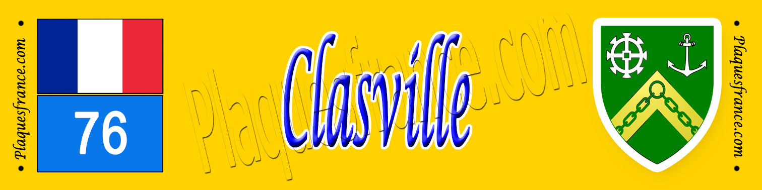 Clasville, Seine Maritime (76) – Plaque héraldique 10x40 de collection