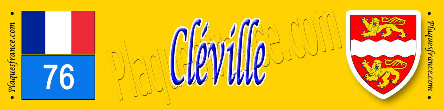 Cléville, Seine Maritime (76) – Plaque héraldique 10x40 de collection