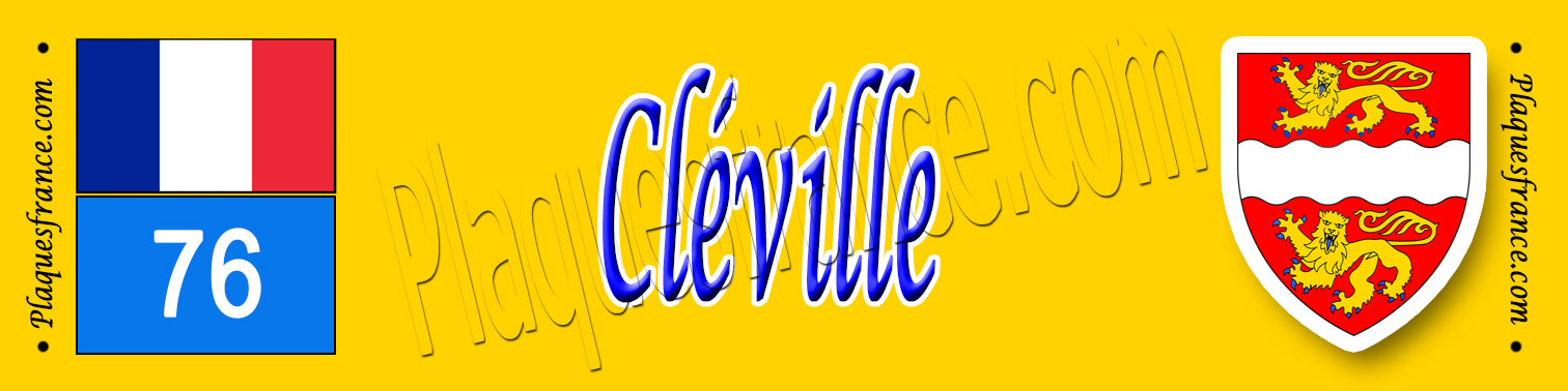 Cléville, Seine Maritime (76) – Plaque héraldique 10x40 de collection