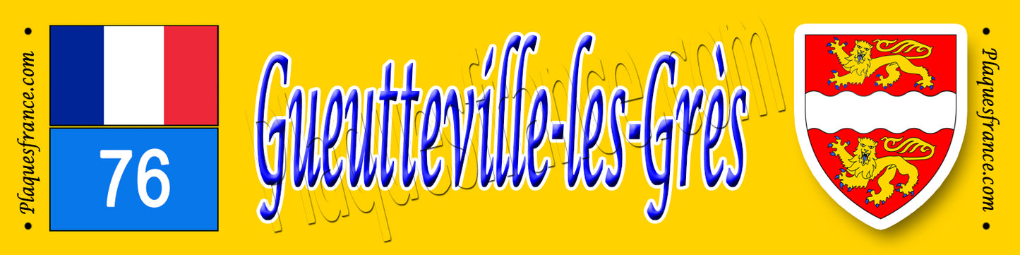 Gueutteville-les-Grès, Seine Maritime (76) – Plaque héraldique 10x40 de collection