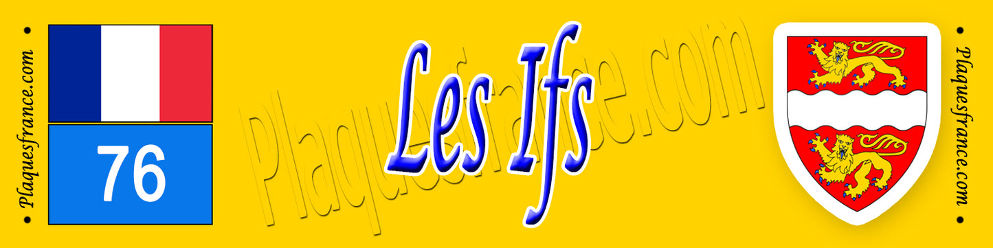 Les Ifs (76) – Plaque héraldique 10x40 de collection