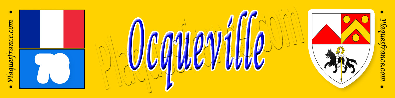Ocqueville, Seine Maritime (76) – Plaque héraldique 10x40 de collection