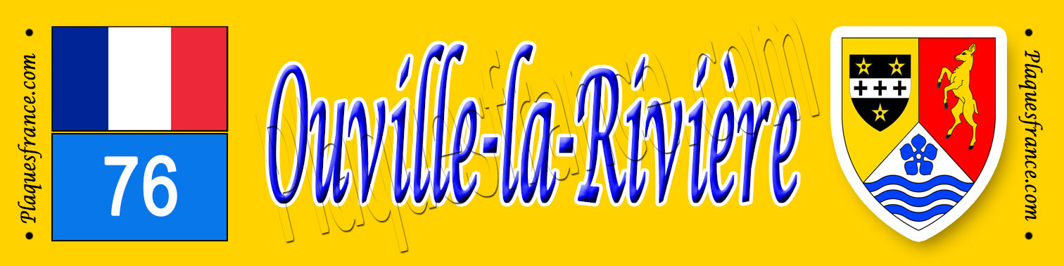 Ouville-la-Rivière (76) – Plaque héraldique 10x40 de collection