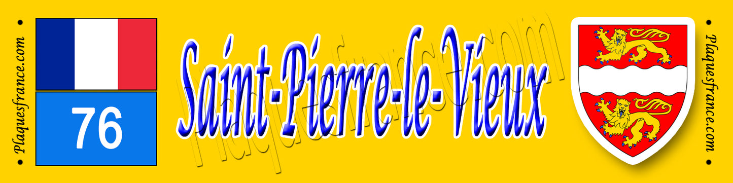 Saint-Pierre-le-Vieux, Seine Maritime (76) – Plaque héraldique 10x40 de collection