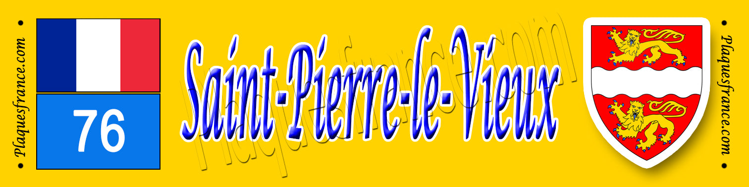 Saint-Pierre-le-Vieux, Seine Maritime (76) – Plaque héraldique 10x40 de collection