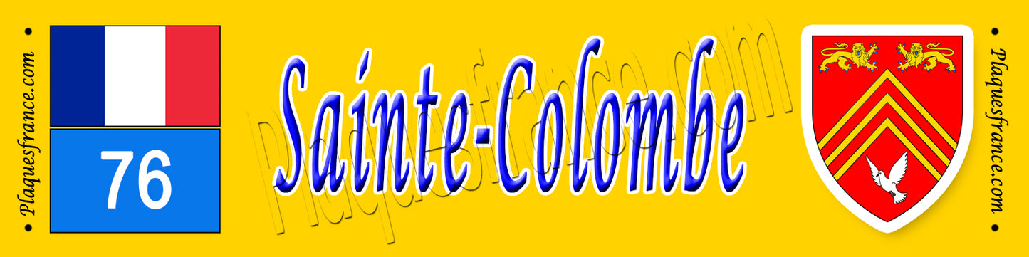 Sainte-Colombe, Seine Maritime (76) – Plaque héraldique 10x40 de collection