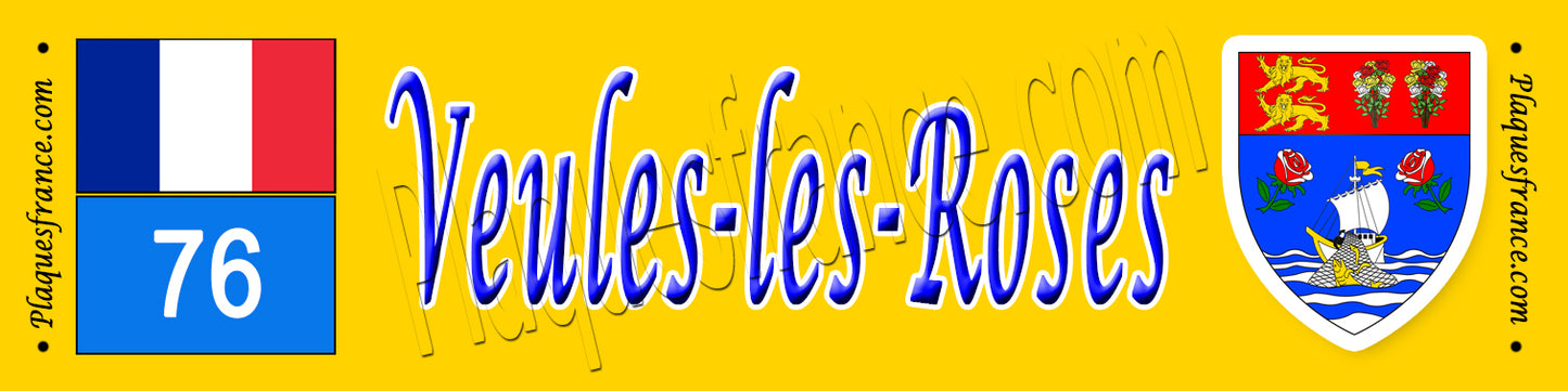 Veules-les-Roses, Seine Maritime (76) – Plaque héraldique 10x40 de collection