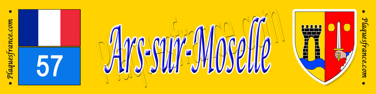 Plaque métal décorative 10x40 cm jaune Ars sur Moselle, 57