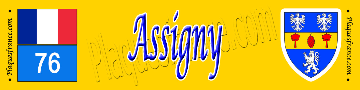 Assigny (76) – Plaque héraldique de collection