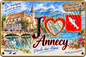 Plaque métal décorative  J' ❤️ Annecy, Haute Savoie (74)
