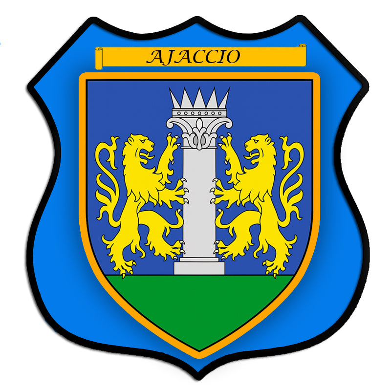 Plaque métal décorative forme écusson blason Ajaccio