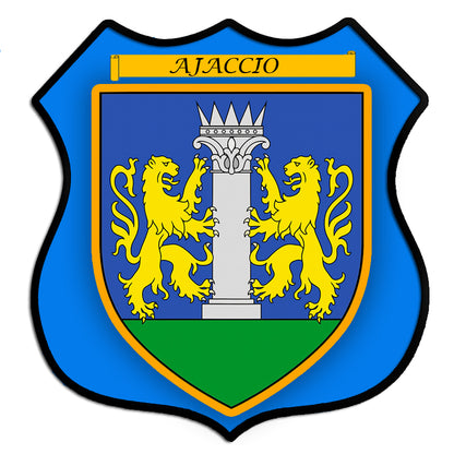 Plaque métal décorative forme écusson blason Ajaccio