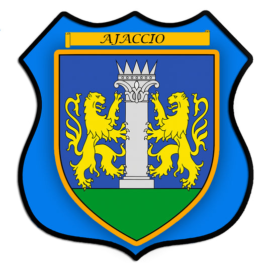 Plaque métal décorative forme écusson blason Ajaccio