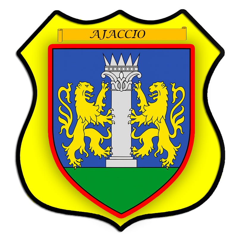 Plaque métal décorative forme écusson blason Ajaccio