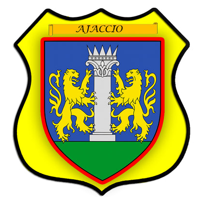 Plaque métal décorative forme écusson blason Ajaccio