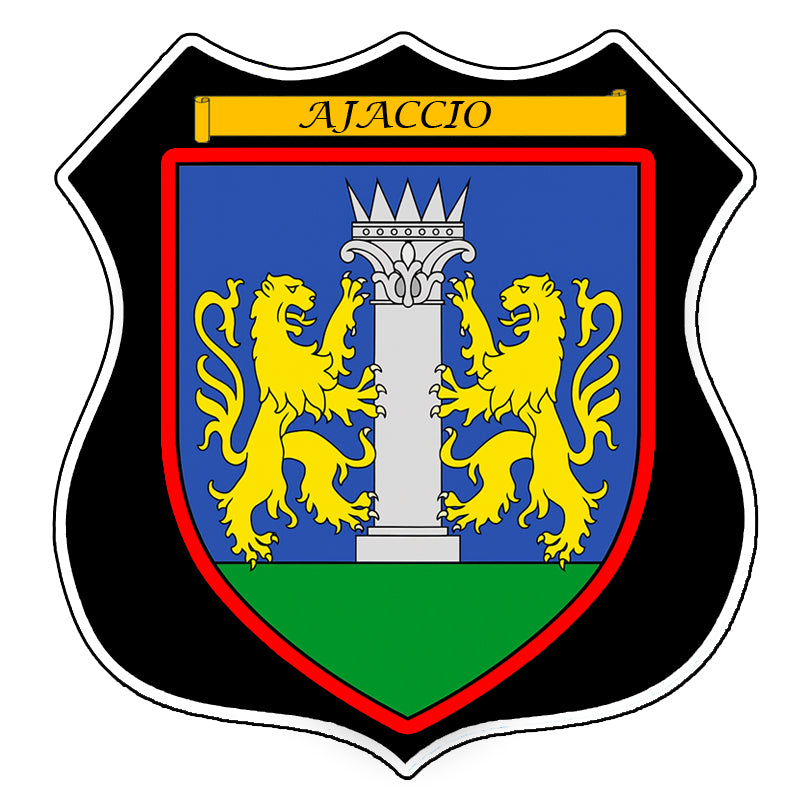 Plaque métal décorative forme écusson blason Ajaccio