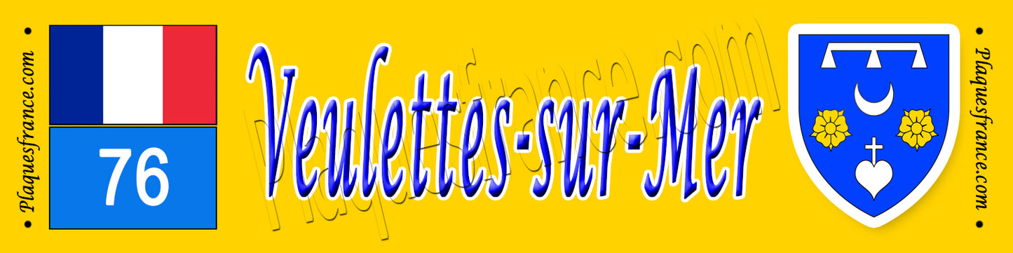 Veulettes-sur-Mer, Seine Maritime (76) – Plaque héraldique 10x40 de collection