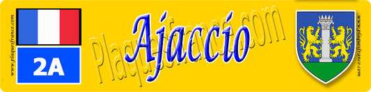 Plaque métal décorative 10 x 40 cm Jaune Ajaccio Corse du Sud