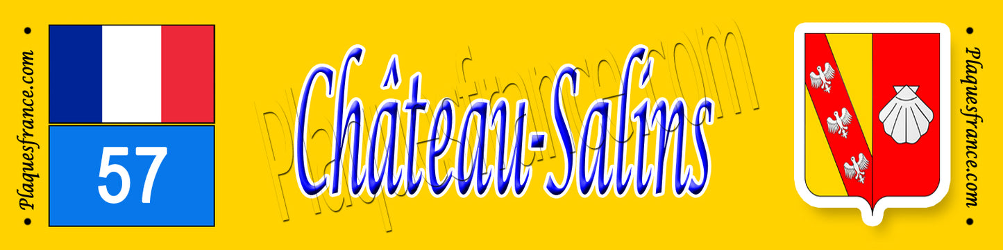 Plaque métal décorative 10x40 cm jaune Château-Salins 57