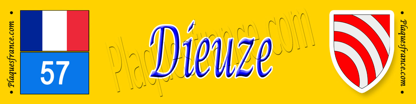 Plaque métal décorative 10x40 cm jaune Dieuze 57