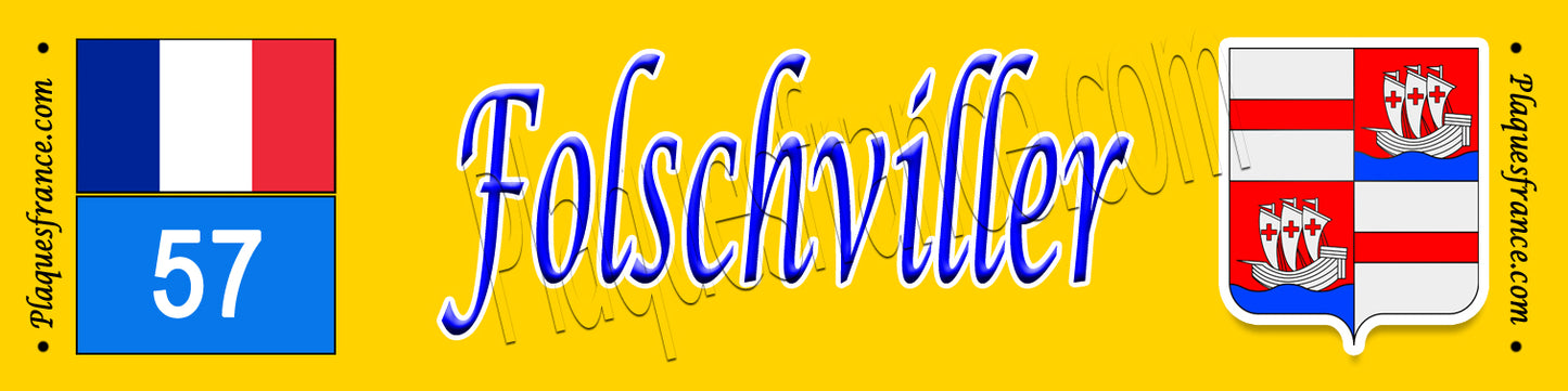Plaque métal décorative 10 x 40 Folschviller 57