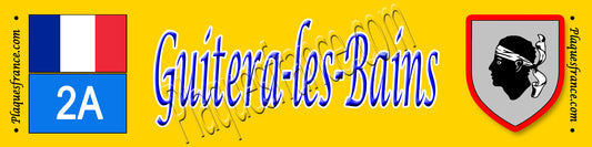 Plaque métal décorative 10 x 40 cm jaune Guitera les Bains
