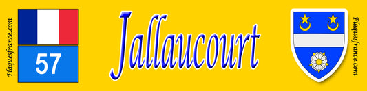 Plaque métal décorative 10 x 40 cm fond jaune Jallaucourt, canton du Saulnois, Moselle 57
